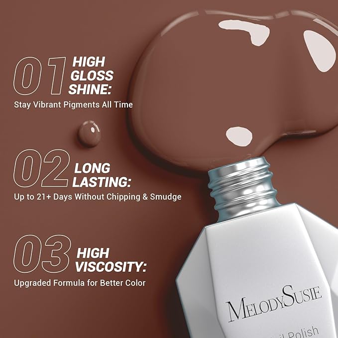 MelodySusie Thick Brown Gel Nail Polish,0.5fl oz Cocoa Nails Soak Off UV LED Caramel Coffee Brown Gel Polish Gift for Women Nail Art Manicure Salon DIY Nail Design Decoration at Home-A1202