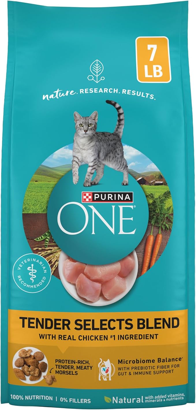 Purina ONE Natural Dry Cat Food, Tender Selects Blend With Real Chicken - 7 lb. Bag