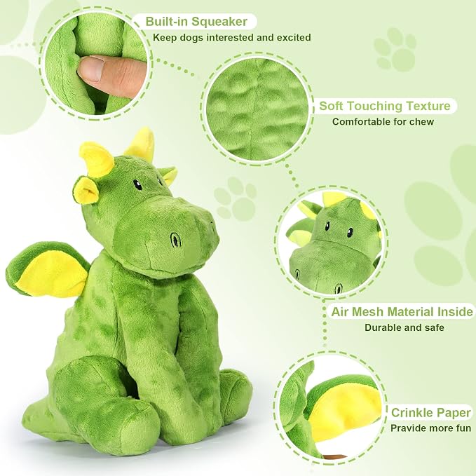 Letsmeet Squeaky Dog Toy with Crinkle Paper, Soft Puppy Teething Toys to Relieve Boredom, Interactive Plush Chew Toys for Small & Medium Dogs