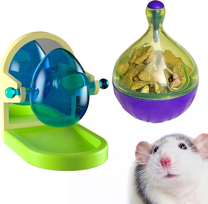 Rat Enrichment and Sniffing Toy set , Interactive Toys for Rat Guinea Pig Rabbit and Small Animal, Rats Puzzle Foraging ToyTreat Dispensing Slow Toy for Rat cage Accessories. One set contains 2 toys