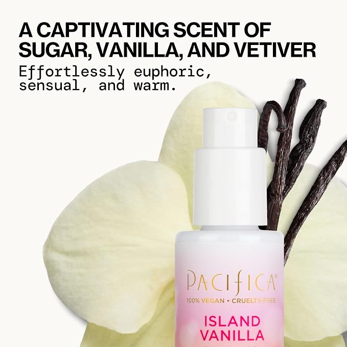 Pacifica Mini Island Vanilla Hair Mist Perfume and Full Body Spray for Women - Body Mist Fragrance Spray for A Mood-Lifting Experience, Paraben-Free, Clean Beauty Alcohol-Free, Vegan 2 oz