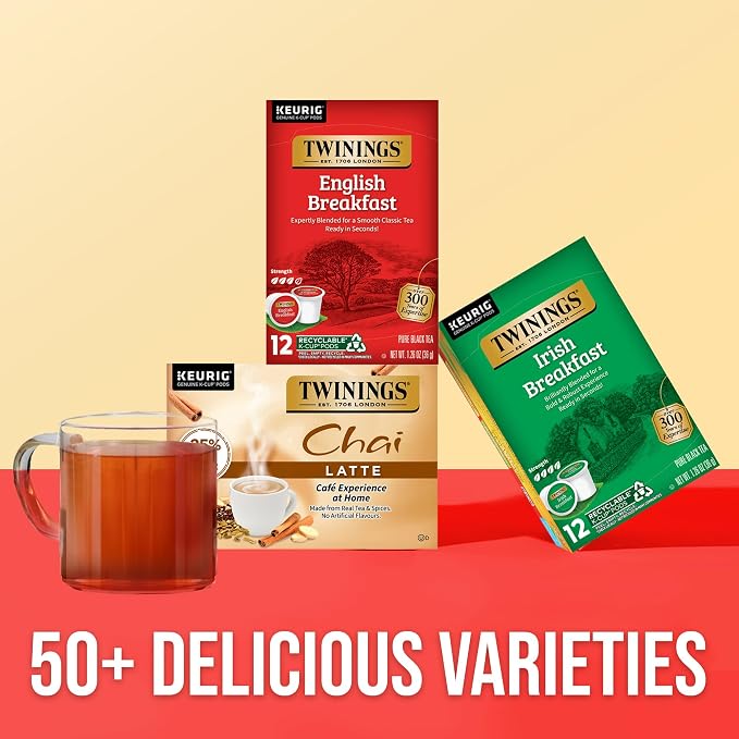 Twinings English Breakfast Black Tea 72 K-Cup Pods for Keurig, 12 Count (Pack of 6) Smooth, Flavourful, Robust, Caffeinated, Enjoy Hot or Iced