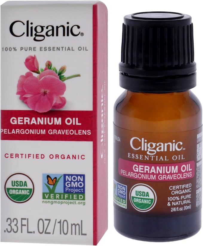 Cliganic Organic Geranium Essential Oil, 100% Pure Natural for Aromatherapy | Non-GMO Verified