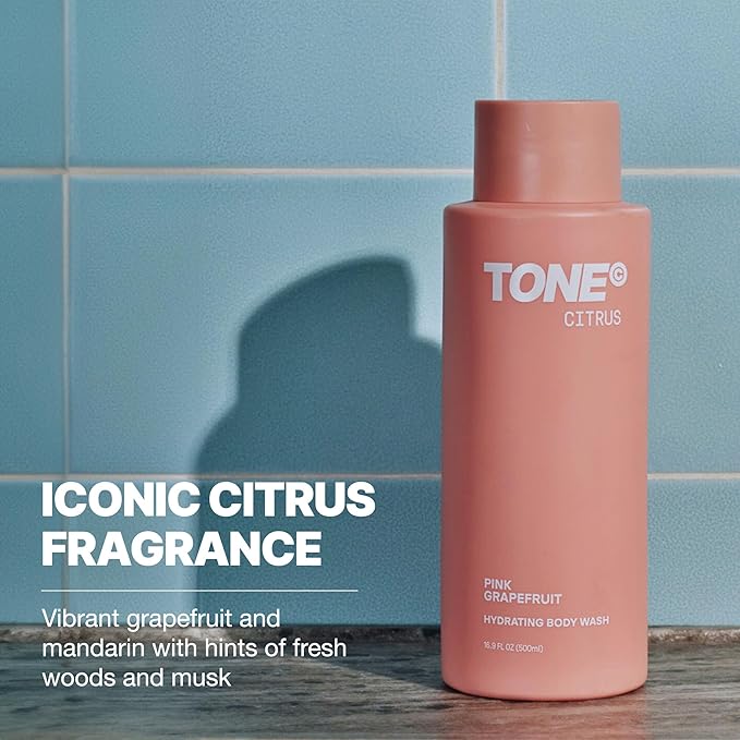TONE Hydrating Body Wash for Men & Women, Citrus, Coconut-derived Cleansers Leaves Skin Clean, Moisturized & Refreshed, Long-lasting Iconic Scent, All Skin Types, Dermatologist-Tested, 16.9 oz