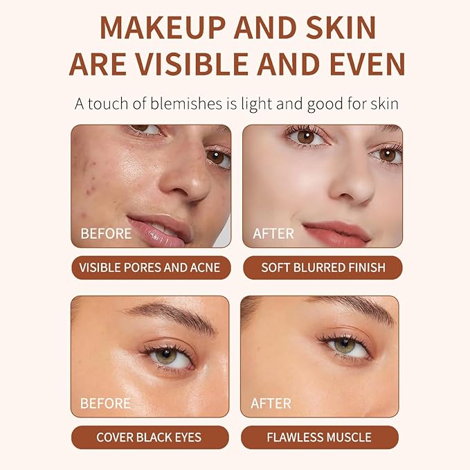 Flawless Hydrating Face Foundation Stick, Korean Lightweight Full-Coverage Cream-to-Matte Multi-Use Makeup for Dark Circles & Blemishes, Long-Wear Cream Stick with Brush, All Skin Types (04#Wheat)