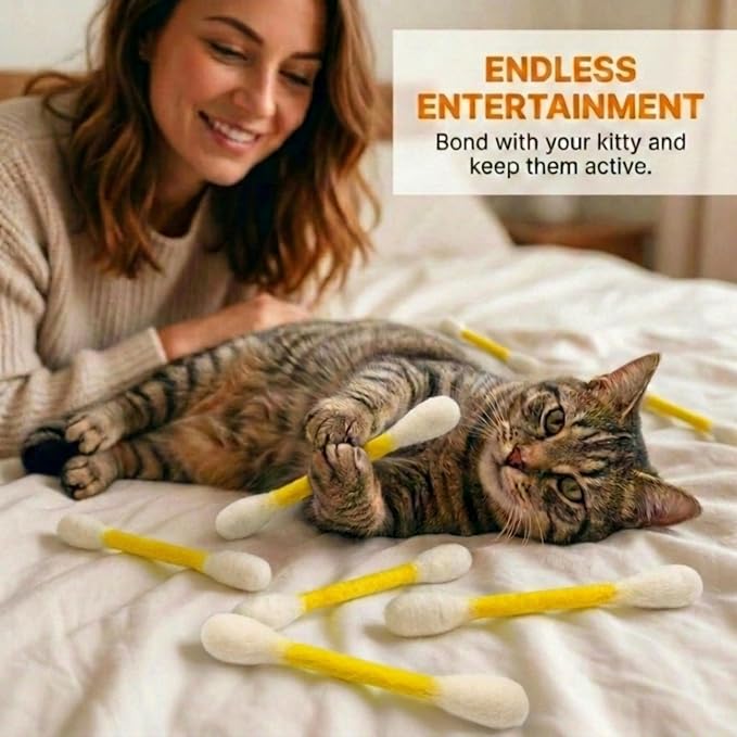 Glaciart One Swabs Cat Toys with Catnip - 6 Pk | Durable for Chew, Cute Cat Toys Interactive Kitty for Boredom, Exercise, & Play | Filled w/Organic Catnip for Anxiety & as Digestive Aid | Gift Idea