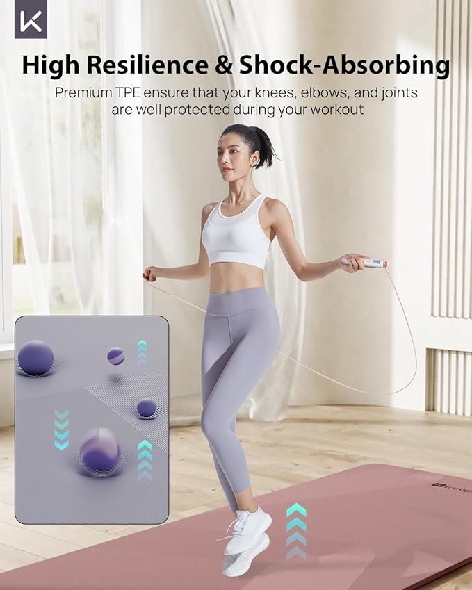 KEEP Extra Wide Yoga Mat, 7mm Thick 72" x 32" Exercise Mat | 7mm thick Extra wide yoga mat with carry strap for home workout, yoga, exercise and Pilates