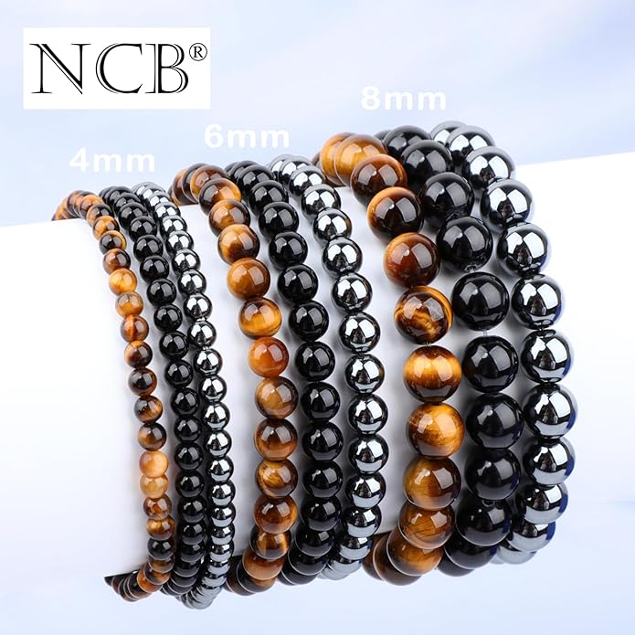 NCB 2.3-Piece 4mm Natural Crystal Gemstone Stretch Bracelets – Handmade Reiki Energy Healing Jewelry for Meditation,Yoga, Unisex