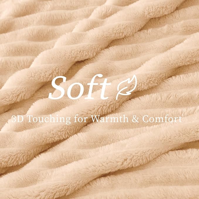 BEDELITE Striped Fleece Throw Blanket, Blush Sand, 50"x60" | 300GSM Microfiber Fleece, Soft Cozy, Lightweight Warm, Double-Sided Plush, Machine Washable, Gift, Room Decor, for Couch Sofa