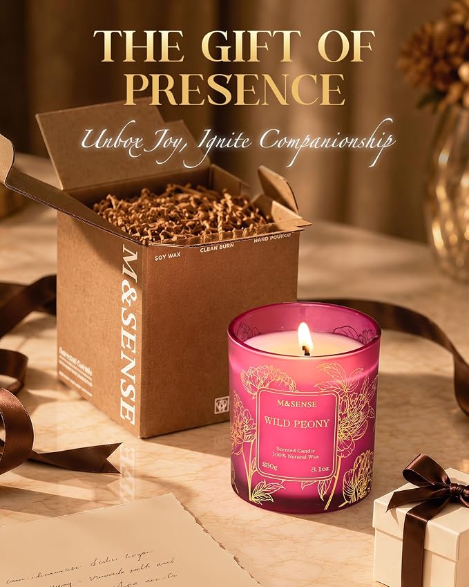 M&SENSE Lavender Soy Candle, 8.1oz Gilded Glass, Sleep Calming Spa Gift | 42H Long Lasting, Non-Toxic, Aromatheraphy Home Fragrance, Warmer Lamp Compatible, Reusable Spa Jar