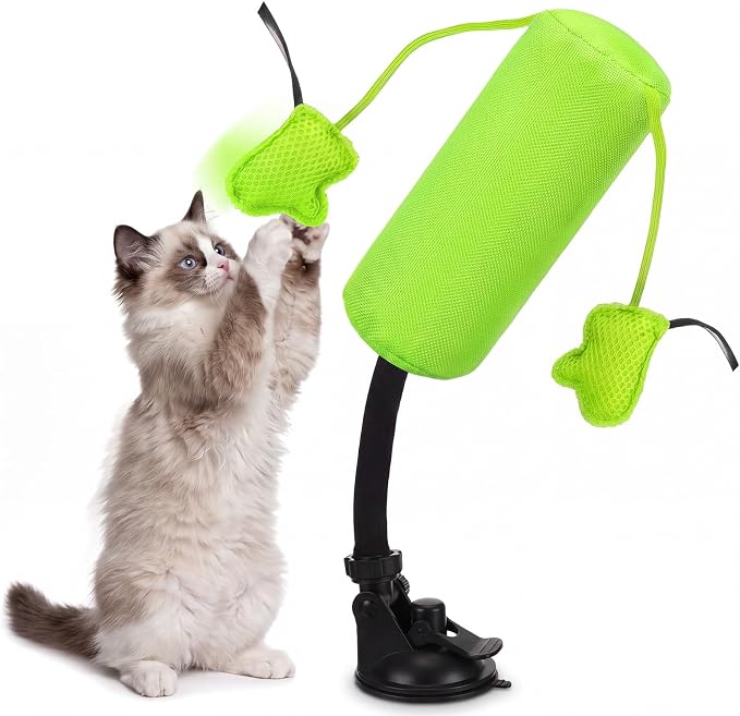 1 Pcs Cat Punch Bag Toy Suction Cup Base Catnip,Neon Green