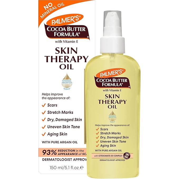 Palmer's Cocoa Butter Formula Skin Therapy Moisturizing Body Oil with Vitamin E & Pure Argan Oil, Deep Body Moisturizer for Dry, Damaged Skin, Scars or Stretch Marks, 5.1 Fl Oz (Pack of 3)