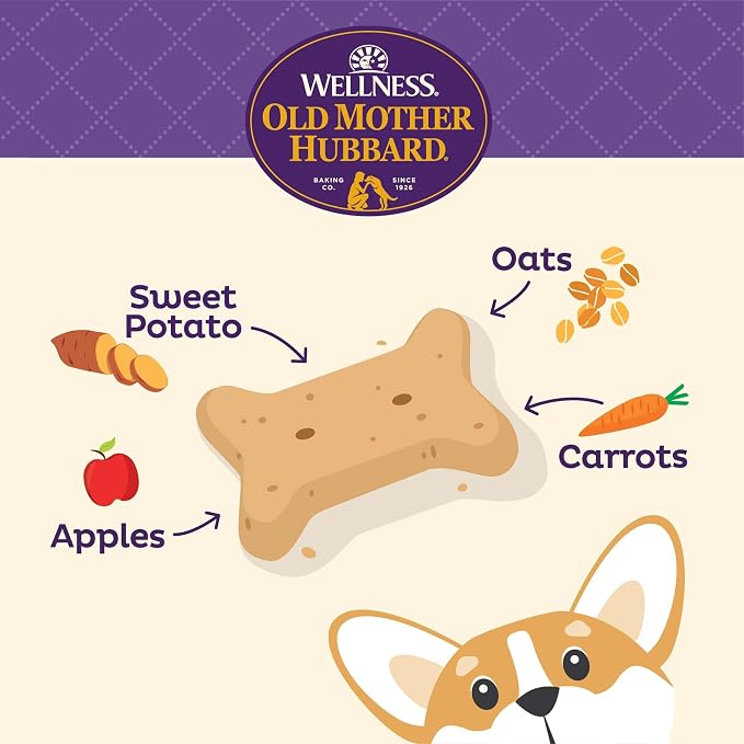 Old Mother Hubbard Wellness Classic Just Vegg'n Dog Biscuits, Natural Training Treats, Sweet Potato, Oats, Apple and Carrot Flavor, Mini Size, 20 oz Bag, (Pack of 2)
