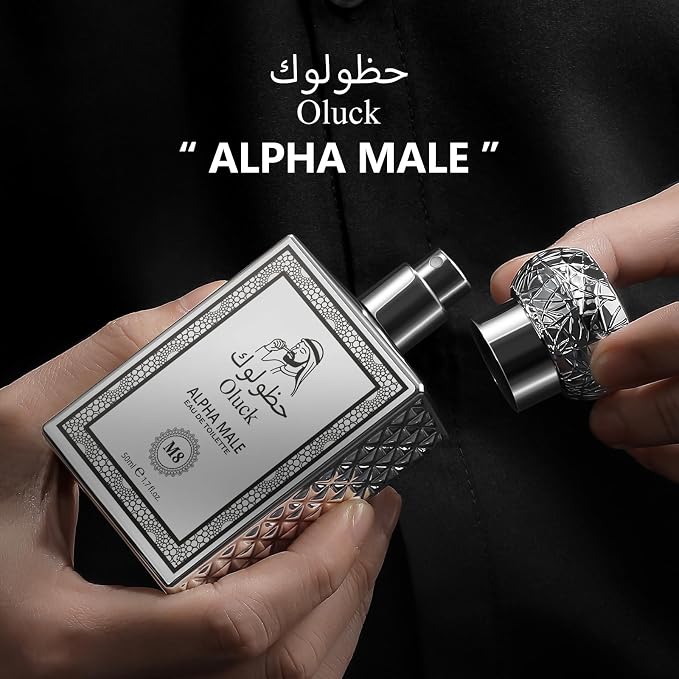 Oluck Alpha Male M8 Men's Cologne 50ml Eau de Toilette – Fresh Spicy Woody Fragrance for Men with Grapefruit, Ginger, Lavender, Amber & Vetiver, Long Lasting Mens Perfume, Fragrance Gift for Men