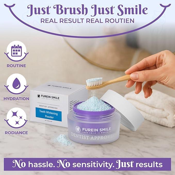 Natural Mint Teeth Whitening Powder, Fluoride Free, 0.63 oz, Fresh Breath Care