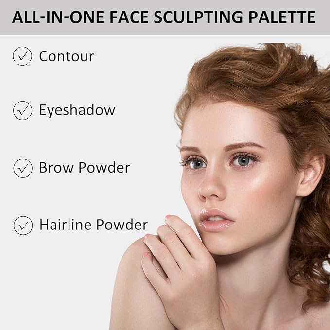 Cool Toned Contour Palette with Triangular Concealer Brush & 2 Puffs, Grey Contour Powder for Fair Pale Light Cool Toned Skin, Multiuse Contouring Face Sculpting Bronzer Eyeshadow Palette