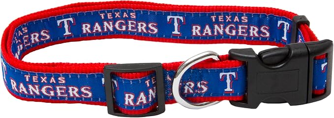 Pets First Texas Rangers Collar- Ribbon, Size: L (RAN-3036-L) (RAN-3036-LG)