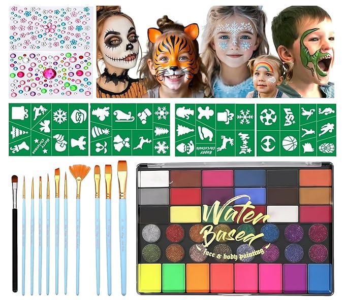 Color Face Painting Kit,Non-Toxic Water,Washable Paint for Kids For Halloween,Carnival,Party,Costume Makeup for Creative Activities (42 Colors)