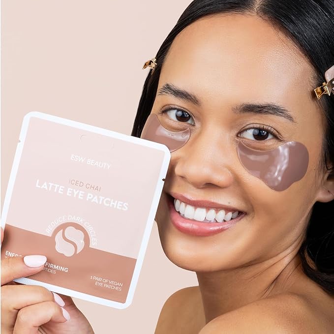 ESW Beauty Iced Chai Latte Under Eye Patches (5-Pack) – Energizing & Firming - Soothing with Chai, Caffeine & Peptides for Tired Under Eyes & Dark Circles
