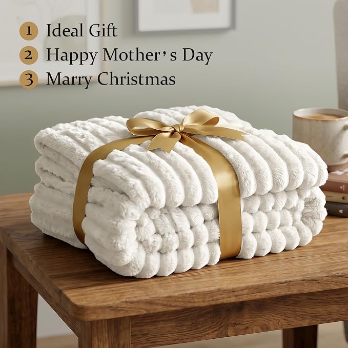 White Fleece King Throw Blanket for Couch & Bed, Cozy Warm for Women Girls | Soft flannel, no-pill & no-shed. Lightweight for sofa, chair, car and home decor. For Mother's Day, Graduation, Christmas.