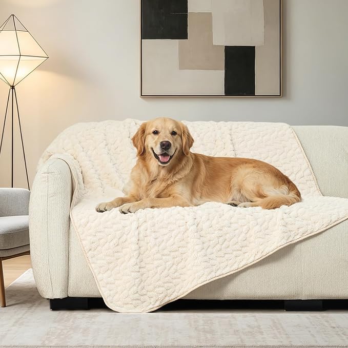 Ameritex Waterproof Dog Blanket Reversible, Leakproof Pet Blanket for Large Dogs, Soft Furniture Sofa Couch Cover Protector Washable, Fleece Cat Throw Bed, Reversible Washable Soft Plush