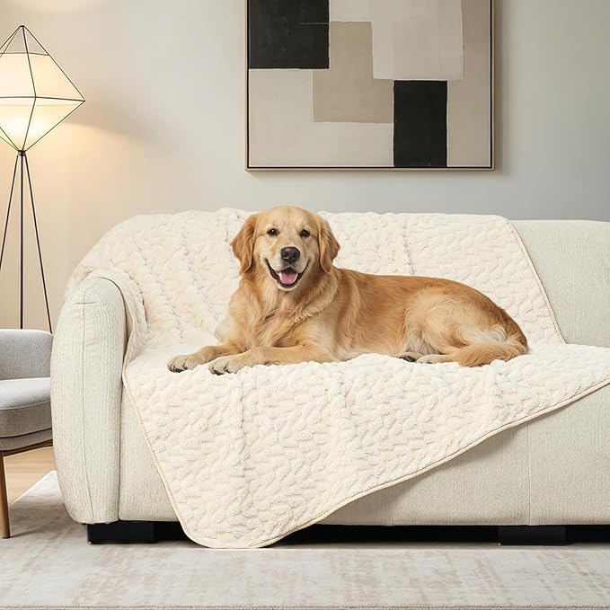 Ameritex Waterproof Dog Blanket Reversible, Leakproof Pet Blanket for Large Dogs, Soft Furniture Sofa Couch Cover Protector Washable, Fleece Cat Throw Bed, Reversible Washable Soft Plush