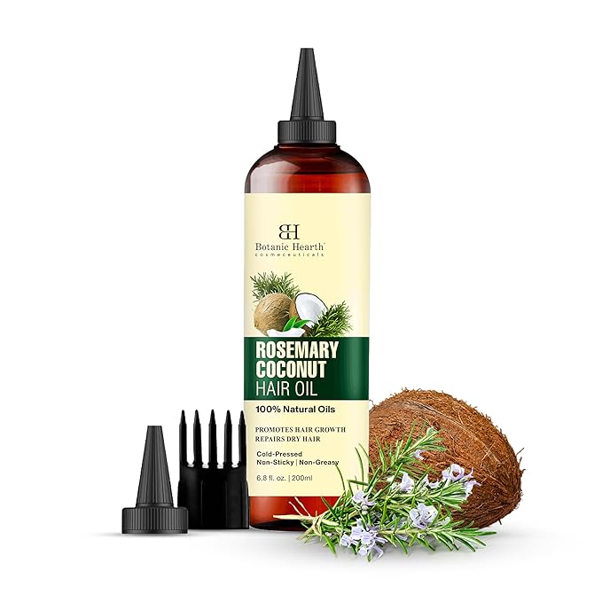 Botanic Hearth 100% Pure Rosemary Oil For Hair Growth & Hair Treatment Oils | Infused with coconut Oil | Hair Oil Repairs Dry Damaged Hair, Strengthening, Healthier - Hair Tonic, 6.7 fl oz