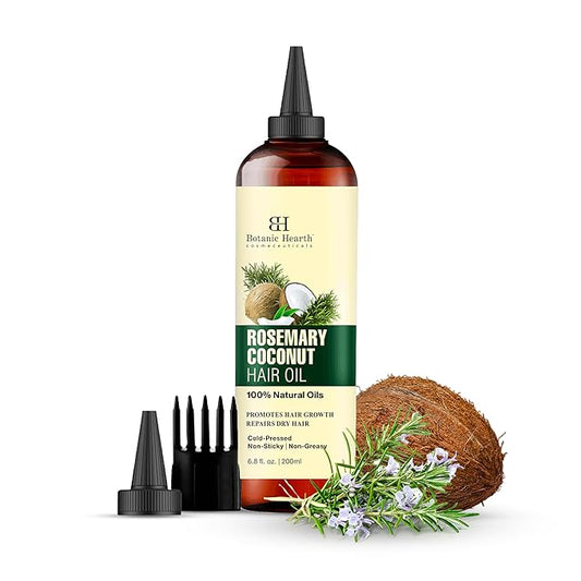 Botanic Hearth 100% Pure Rosemary Oil For Hair Growth & Hair Treatment Oils | Infused with coconut Oil | Hair Oil Repairs Dry Damaged Hair, Strengthening, Healthier - Hair Tonic, 6.7 fl oz