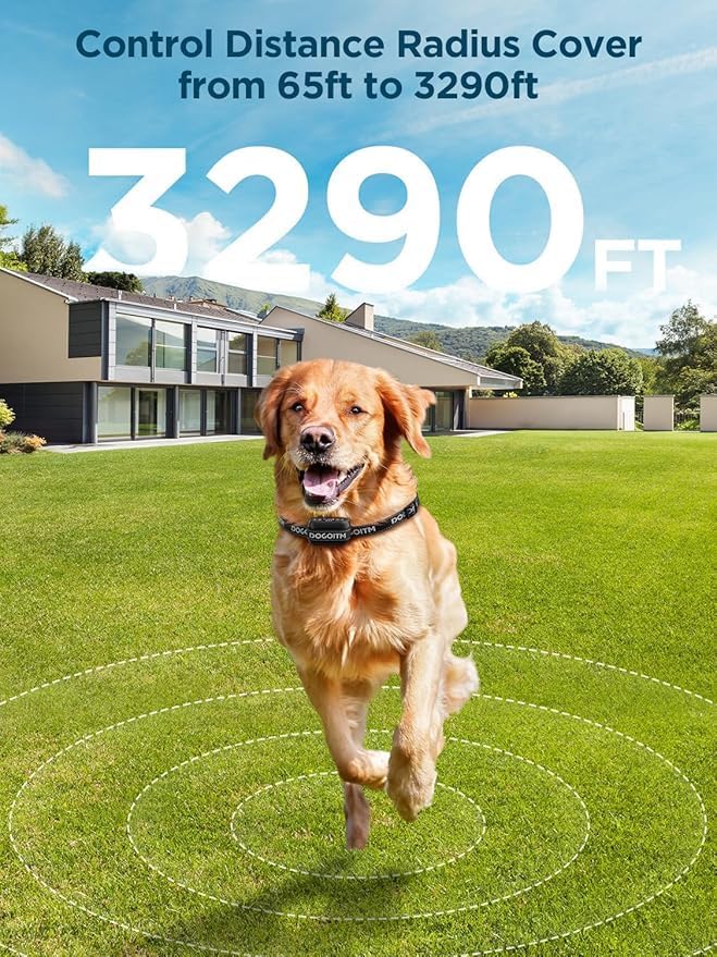 Wireless Dog Fence for 2 Dogs, GPS Wireless Dog Fence with 3 Warning Modes, Pet Containment System with AI Smart Signal, IPX7 Waterproof Electric Dog Collar for Outdoor(2 Collars)