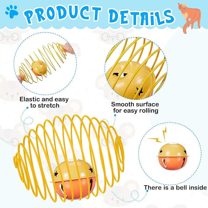 Jecery 5 Pcs Cat Toys Spring,Bell,Multicolor