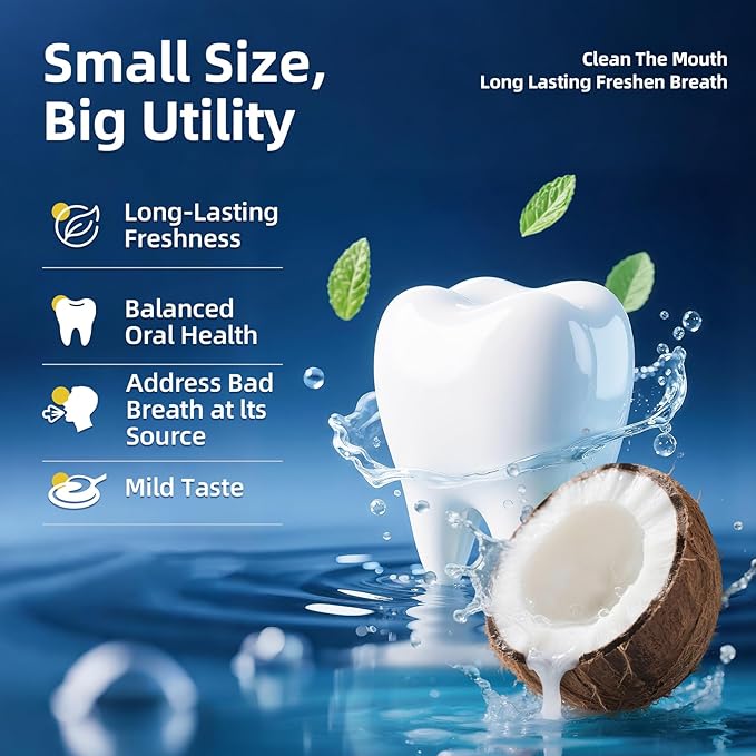 RAZOKO Mouthwash Travel Size-Portable Fresh Mint Packets,Alcohol & Fluoride Free Mouthwash,Disposable Oral Care Strips (0.41 Fl Oz (Pack of 30), Coconut)