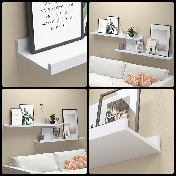 Boswillon Floating Shelves Set of 2, Long Wall Shelf with Lip, 36in, Oak | Display Ledge Shelf for Room Wall, Wall Decor Shelves for Bathroom, Living Room, Bedroom, Kitchen, Nursery Room, Modern, Wood