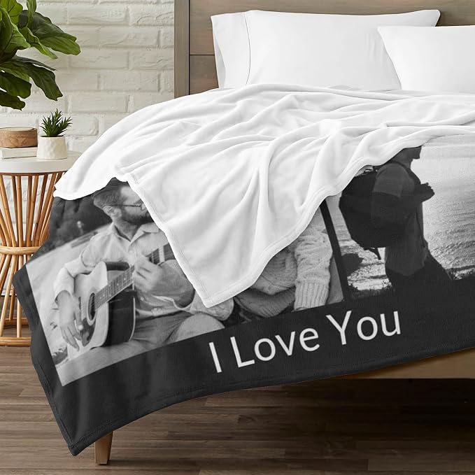 inkArts Custom Blanket with Photo, Personalized Blanket, Customized Photo Blankets, Customizable Picture Blankets, Personalized Photo Gifts for Women Men Mom Dad Baby Kid Family Pet
