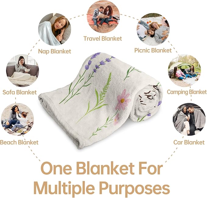 Grandma Gifts, Floral Blanket for Grandma Birthday Gift | Best Gifts for Grandma from Grandkids, Grandmother Gift on Grandparents Day, Christmas, Soft Throw Blankets 60'' x 80''