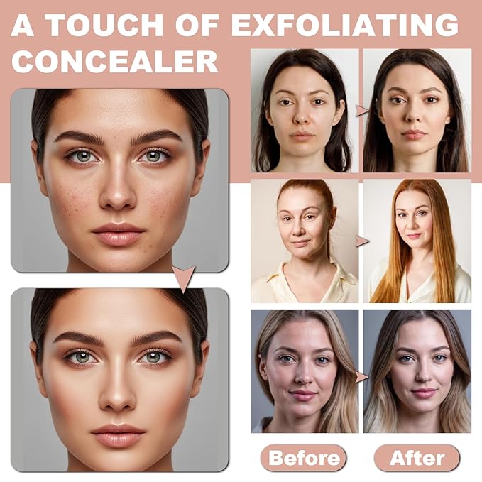 2 Pcs 4-in-1 Color Changing Foundation,Foundation for Mature Skin,Waterproof and Sunproof, Long-Lasting & Hydrating Concealer for Flawless Skin-All Skin Types