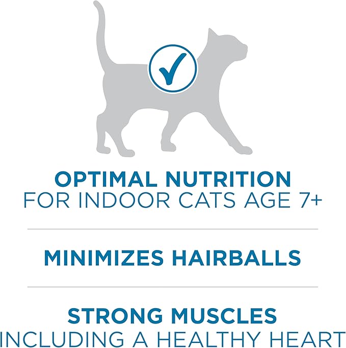 Purina ONE Indoor Advantage Senior Dry Cat Food, High Protein, 7 lb Bag | Made with real chicken and a natural fiber blend that helps minimize hairballs and supports immune health for senior cats