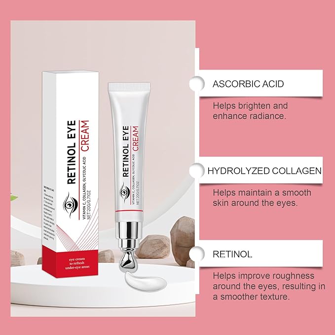 Retinol Eye Cream - Eye Tightening Cream to Reduce Under Eye Bags & Dark Circles, Hydrating Anti-Aging Eye Treatment for Wrinkles and Fine Lines, 0.71 OZ