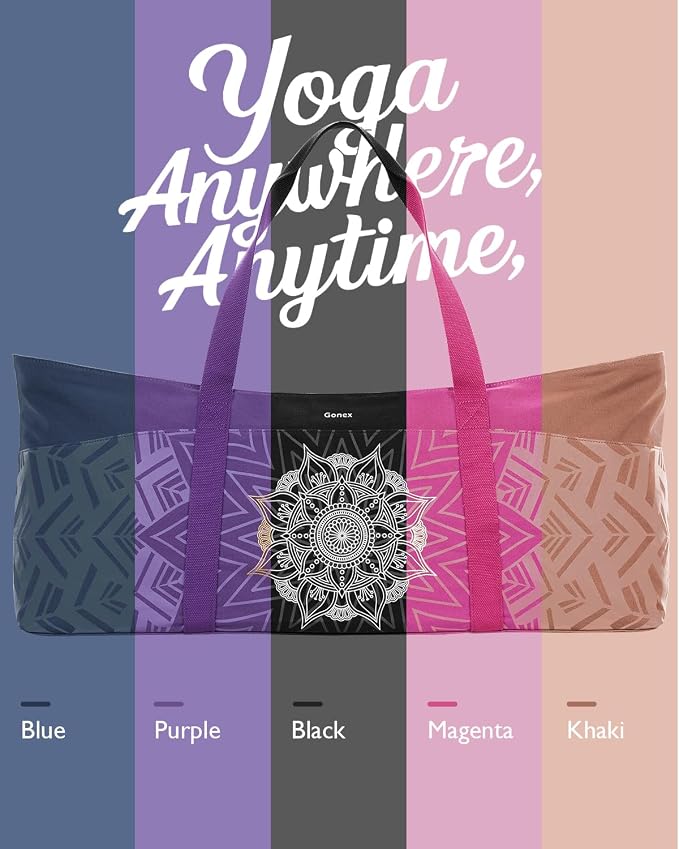 Gonex Yoga Mat Bag, Extra Canvas Gym Bag with Waterproof Pocket Metal Zipper, Fits Mat & Blocks, Stylish Yoga Mat Carrier for Women, Ideal for Yoga, Pilates, Workout, Travel