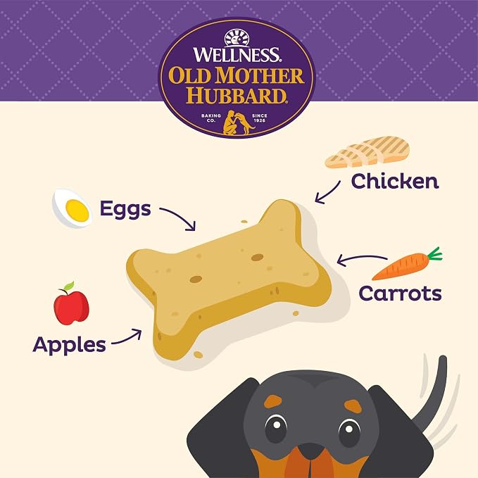 Old Mother Hubbard Wellness Classic Chick'n'Apples Dog Biscuits, Natural Training Treats, Chicken and Apple Flavor, Mini Size, 20 oz Bag, (Pack of 2)