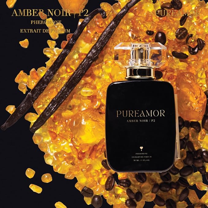 PUREAMOR Pheromone Perfume for Women, Amber Noir Extrait de Parfum Spray – Bold Gourmand Scent with Roasted Coffee, Amber & Vanilla, Long Lasting Fragrance, 1.0 oz / 30 ml