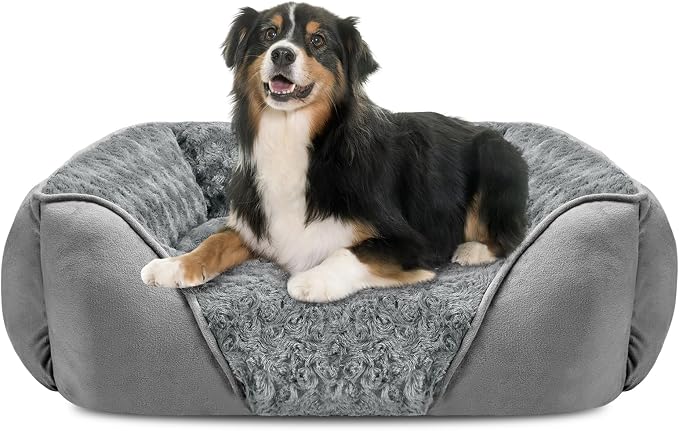 X-Large Dog Bed Rectangle Washable Orthopedic Soft Calming Sleeping Durable Pet Cuddler with Anti-Slip Bottom
