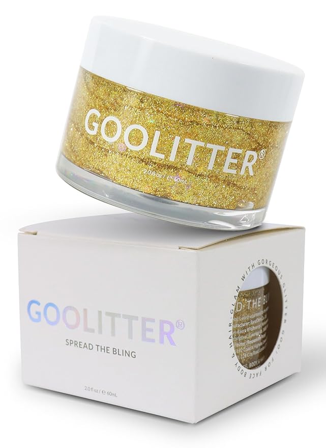 Face, Body & Hair Holographic Gold Glitter Gel [Pharaoh Gold] 2oz (60mL) | Fine | K-Beauty | Halloween, Festival, EDM, Rave, Party, Concert, Costume Makeup | Vegan, Cruelty Free
