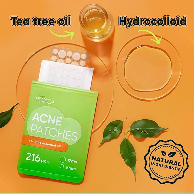 Pimple Patches for Face with Tea Tree Oil - 216 pcs. (2 pack) - Hydrocolloid Spot Patches, Pimple Dots, Pimple Stickers