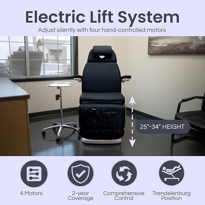 Electric Insight Chair, 4 Motors Med Spa Chair with Remote Control, 2-Year Warranty, Ideal for Dermatology, Podiatry, Spa, Facial and Aesthetician Services - Sand