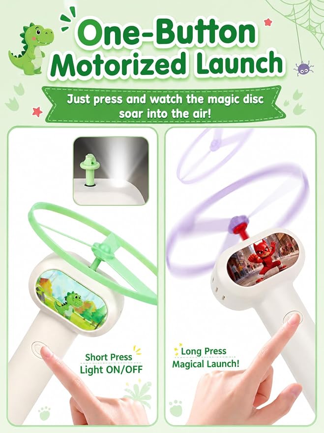 2PCS Outside Toys for Kids & Pets Electric Disc Launcher 6 Flying Spinners
