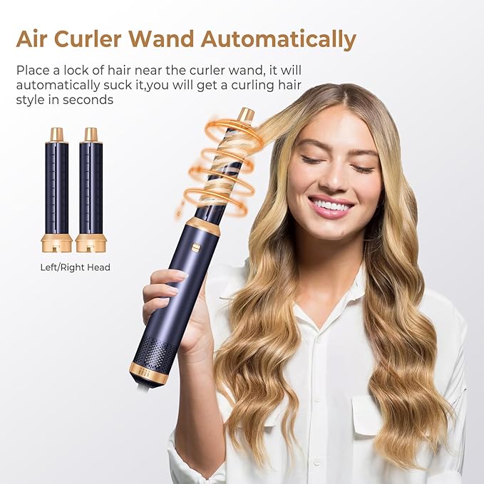 5 in 1 Blow Dryer Brush, Negative Ion Hair Dryer Brush Set Upgrade Hot Air Brush Air Styler Curling Wrap Air Curler, Curling Iron Hair Styling Tools As A Gift for Straight/Curl/Drying/Smoothing