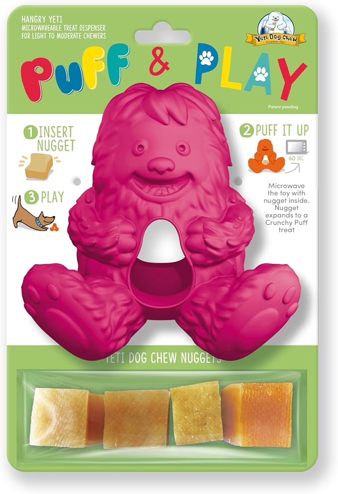 Yeti Puff & Play Interactive Dog Toy, Nugget Treat Dispenser, Pink Yeti