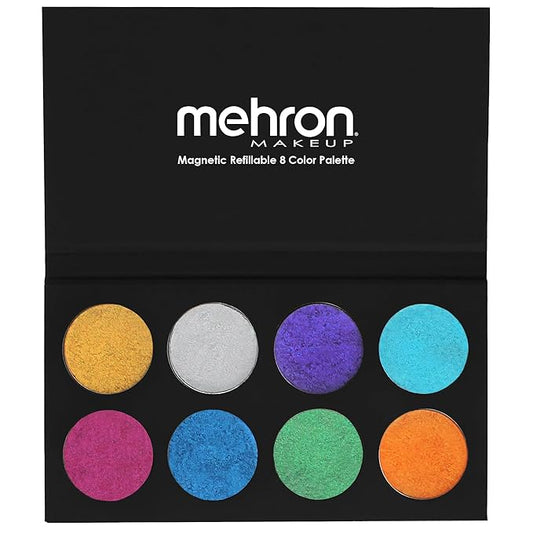 Mehron Makeup Paradise Makeup FX 8 Color Metallic Palette | Magnetic Refillable Face & Body Paint Palette | Professional Water Activated Paint for Costumes, SFX, Halloween, & Cosplay