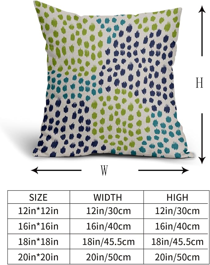 Blue Green Teal Pillow Covers 16x16 Set of 2 Boho Dot Print Summer Decorative Throw Pillows Outdoor Modern Art Trendy Pillowcase Holiday Cushion Cover Linen Pillow Case Decor for Home Sofa Couch Bed