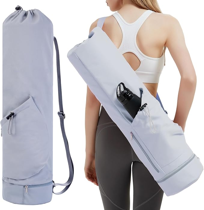 sportsnew Yoga Mat Bag with Water Bottle Pocket and Bottom Wet Pocket, Exercise Yoga Mat Carrier Multi-Functional Storage Bag, Patent pending